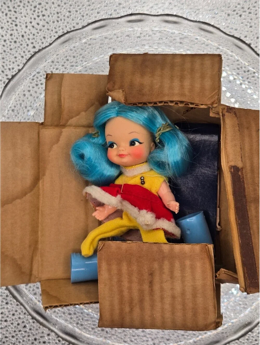 VTG 1969 Remco Sally Ice Skater Finger Ding Doll in shipping Box all original
